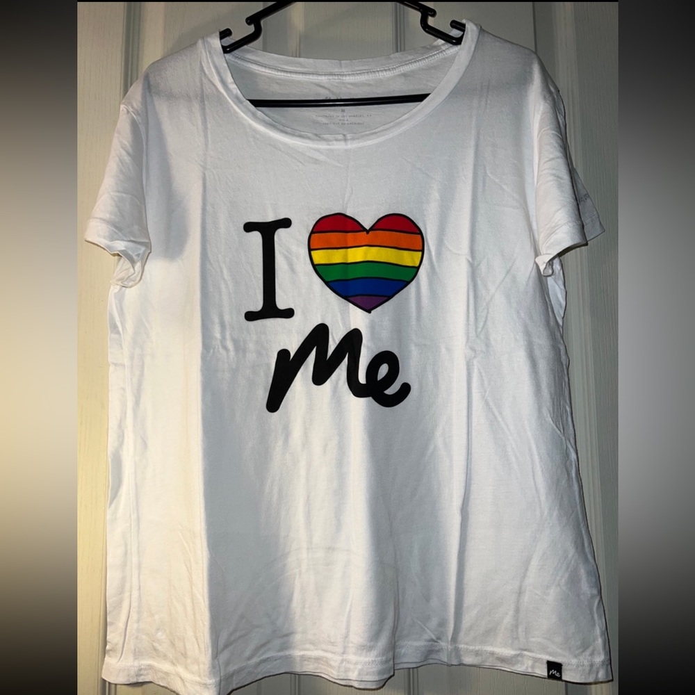 NWOT white meundies I love me short sleeve tee